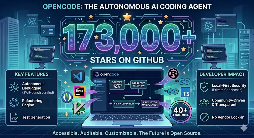 Open-Source Coding Agent “opencode” Surpasses 173,000 GitHub Stars