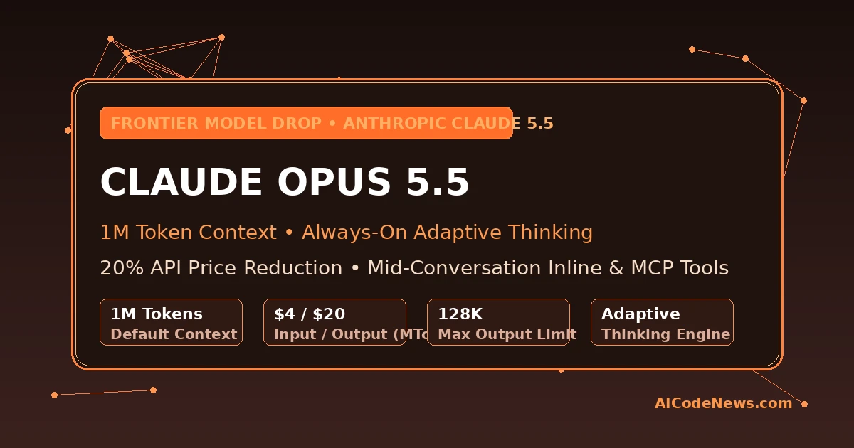 Claude Opus 5.5 Launched: 1M Context, Always-On Thinking & 20% Price Cut