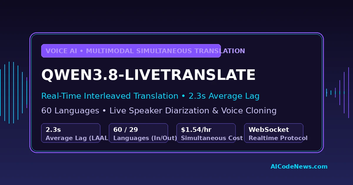 Qwen3.8-LiveTranslate Released: Real-Time Interleaved Speech Translation Cuts Lag to 2.3 Seconds